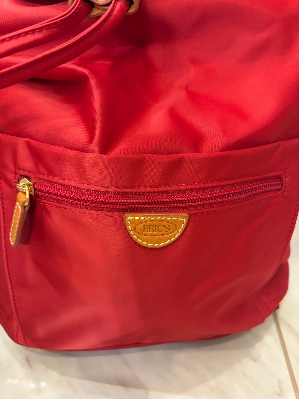 Bric's Large Red Nylon Drawstring Backpack - Picture 2 of 7